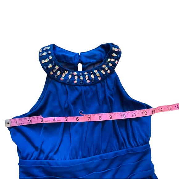 Poppies and Roses Royal Blue Jeweled Collar Jumpsuit - Size 12 - Picture 13 of 16
